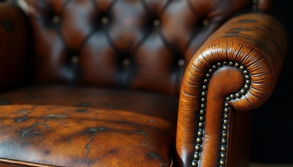 fauteuil en  cuir abimé 